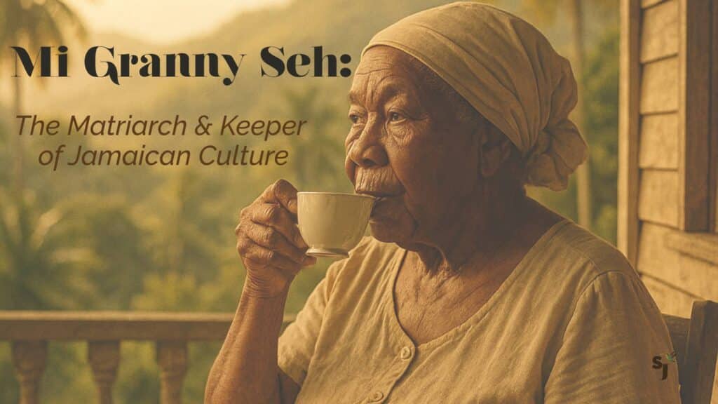 Jamaican grandmother sipping tea on veranda — Mi Granny Seh article | Showcase Jamaica.