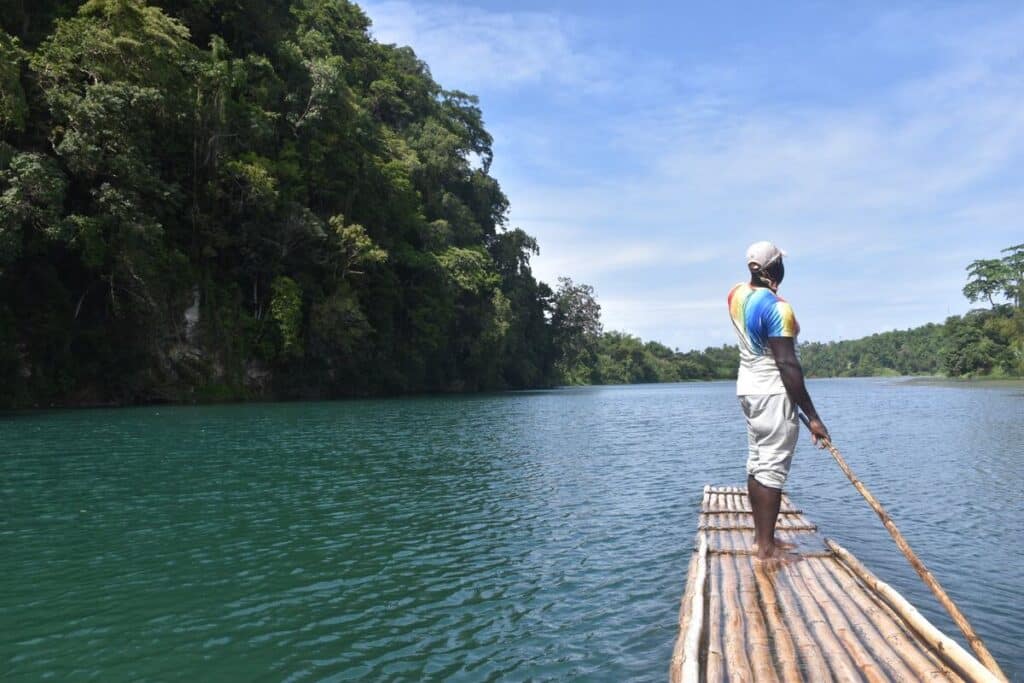 Bamboo raft captain on the Rio Grande Portland Jamaica